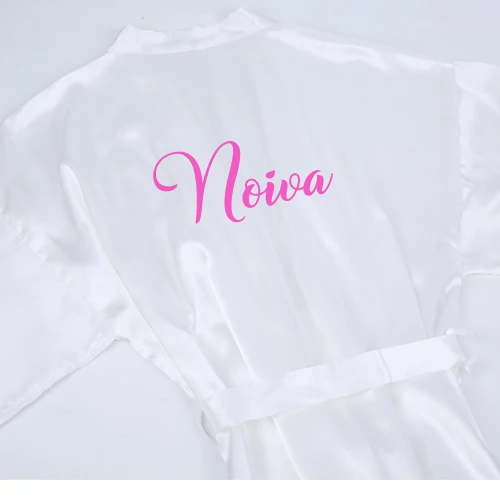white w pink noiva Sisbigdey dusty розовый noiva халат Атласный Женский Дама де хонра кимоно Irma da noiva португальский невесты Вечерние платья подружки невесты - Цвет: white w pink noiva