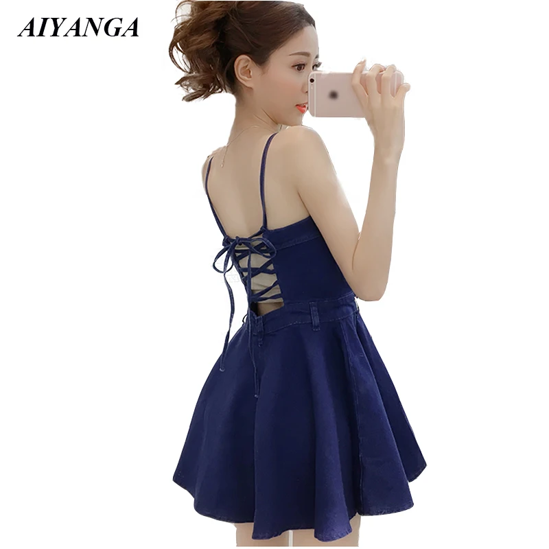 

Женское джинсовое платье на бретелях-спагетти, с открытыми плечами