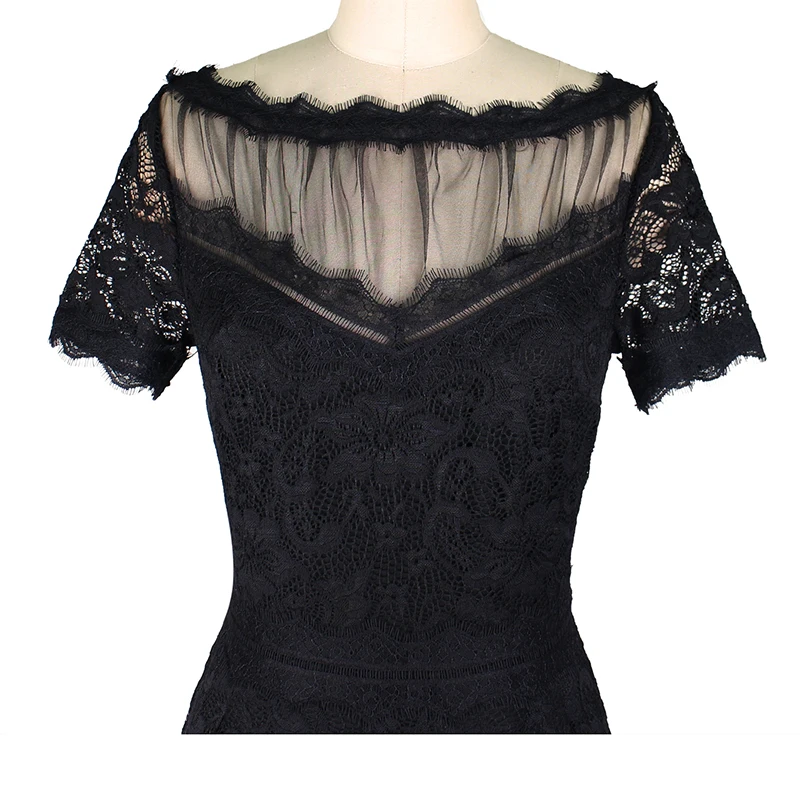 Женское кружевное платье миди Vfemage, коктейльное платье составного кроя в винтажном стиле, трапециевидное платье из сетчатого материала с цветочным узором, 122