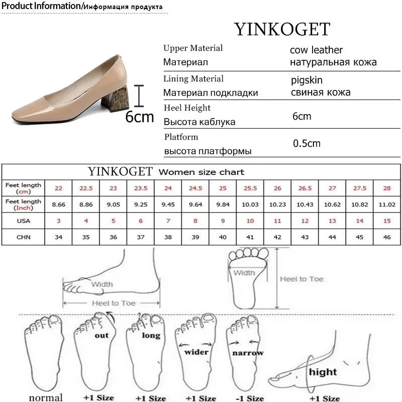 YINKOGET/женские весенние модные туфли из натуральной кожи на высоком каблуке с