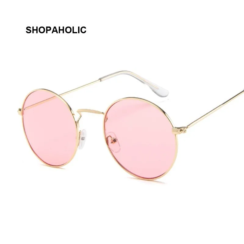 Vintage Classic Metal Round Sunglasses Women Small New Prince Retro Brand Red Orange Pink Clear Glasses Women Shades UV400