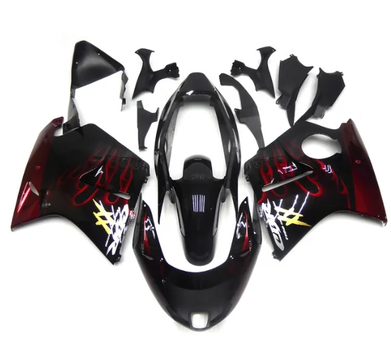 

L36-Hot Sales,Plastic Fairings For CBR1100 CBR1100XX CBR 1100XX Red flames black motorcycle fairing Injection molding