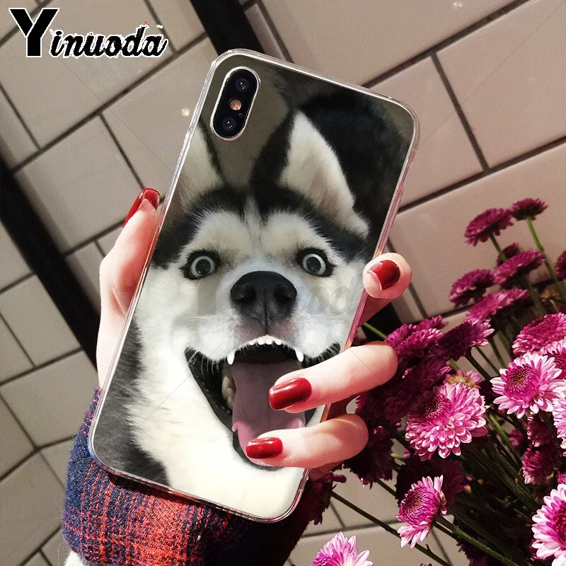 Yinuoda Мягкий силиконовый чехол для телефона из ТПУ с изображением животных хаски