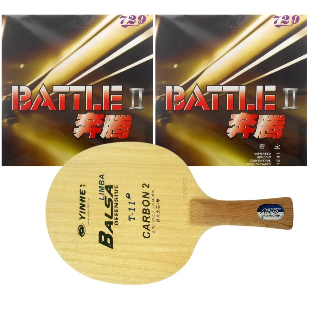 Pro Combo ракетки Galaxy YINHE T 11 + для настольного тенниса с 2x729 Battle II Tacky Rubbers длинные Shakehand