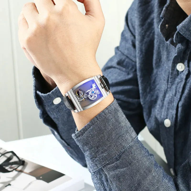 

Tourbillon Watches Men Automatic Mechanical Watch Top Brand Luxury Men Casual Leather Waterproof Chronograph Relogio Masculino