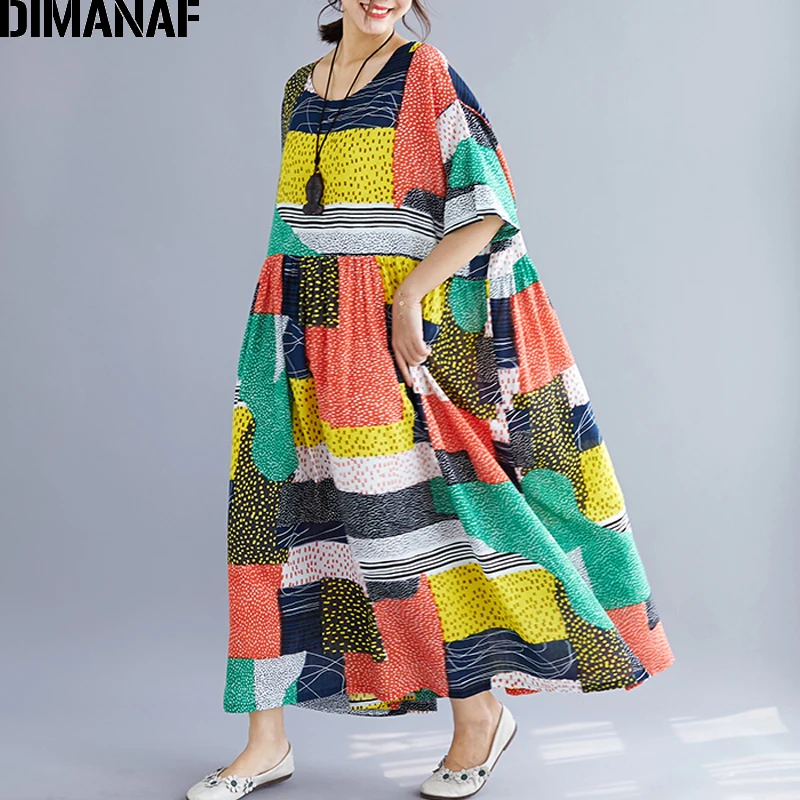 DIMANAF размера плюс женское пляжное платье большой размер летнее праздничное