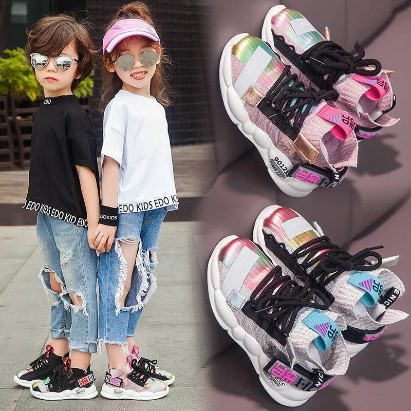 CNFSNJ brand 2019 new summer autumn sports breathable shoes children boys girls anti-slippery fashion Colorful Net sneakers | Детская