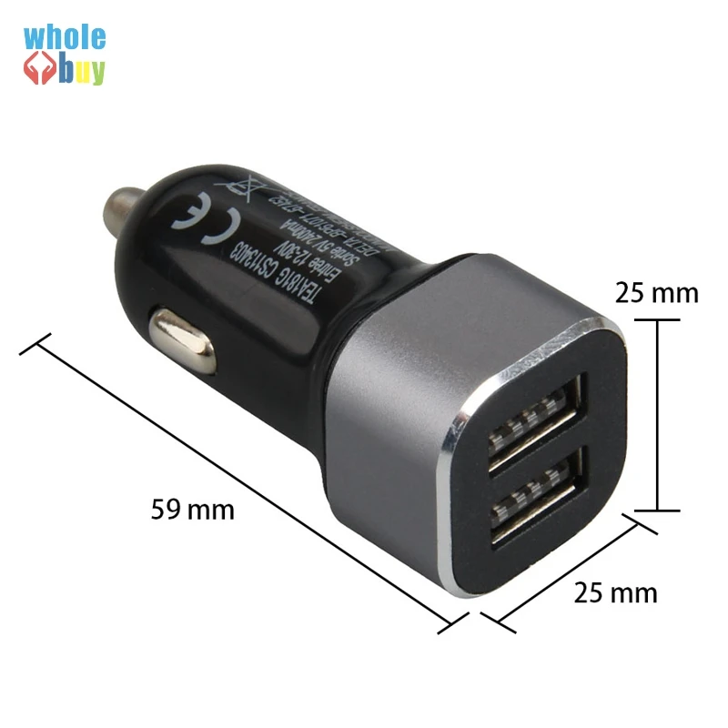 100 шт./партия автомобильное зарядное устройство с двумя USB-портами | Электроника