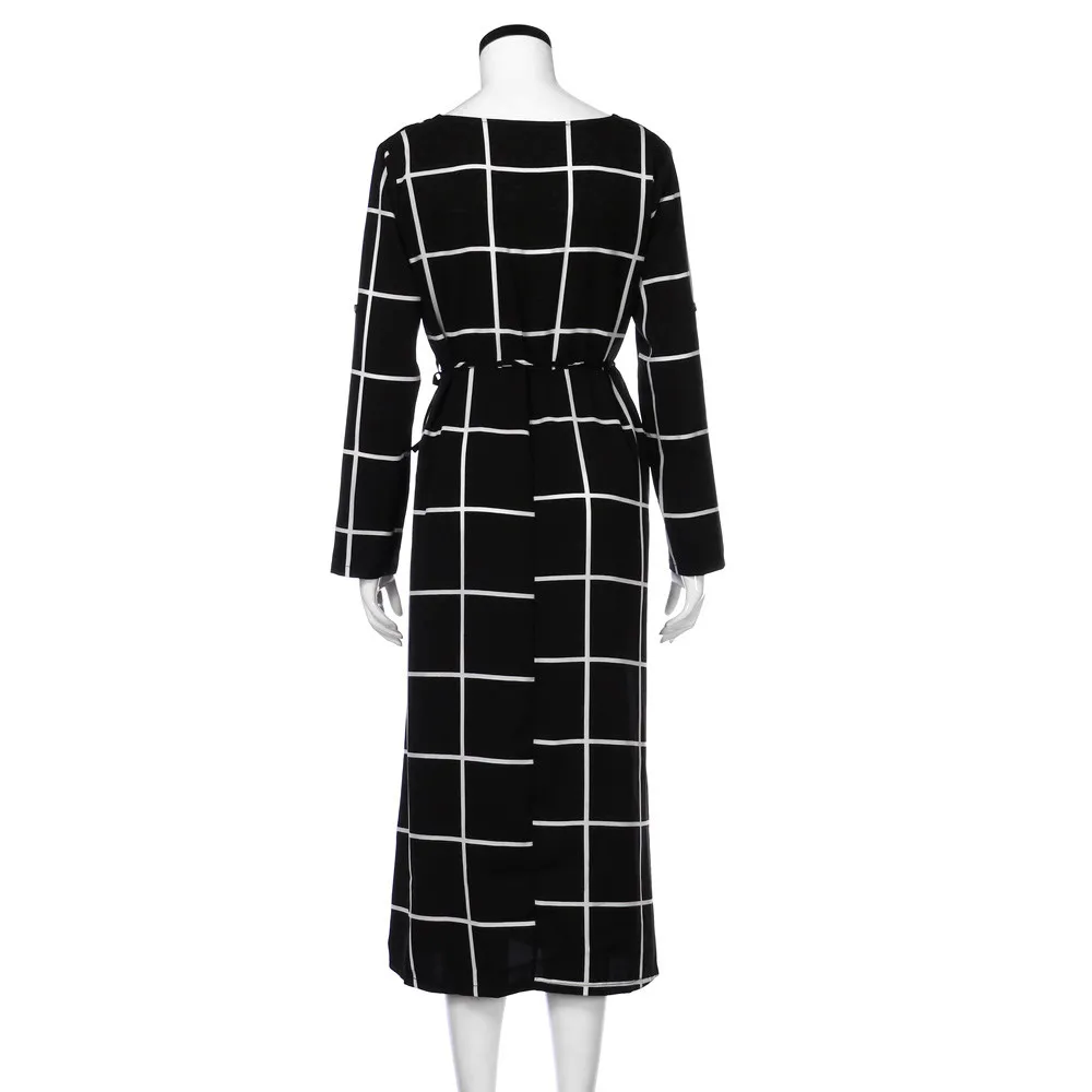 

LONSANT Maternity dress Women Black plaid dress knee-length Pregnant Sexy Photography Props Casual Nursing Boho Chic Long Dress