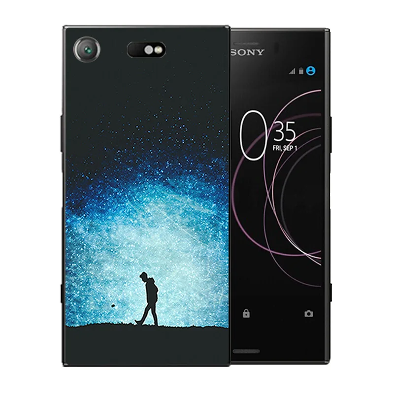 For Sony Xperia XZ1 Compact Phone Cases Silicon Night Sky Pattern Back Cover for Matte Funda |