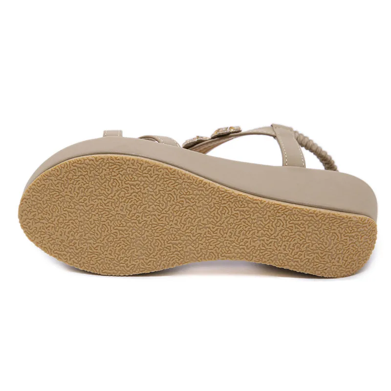 

MVVJKE 2019 Summer Wedge Platforms Sandals Fashion Crystal Women Casual Flat Sandals Shoes Woman Bohemia Gladiator Beach Sandals