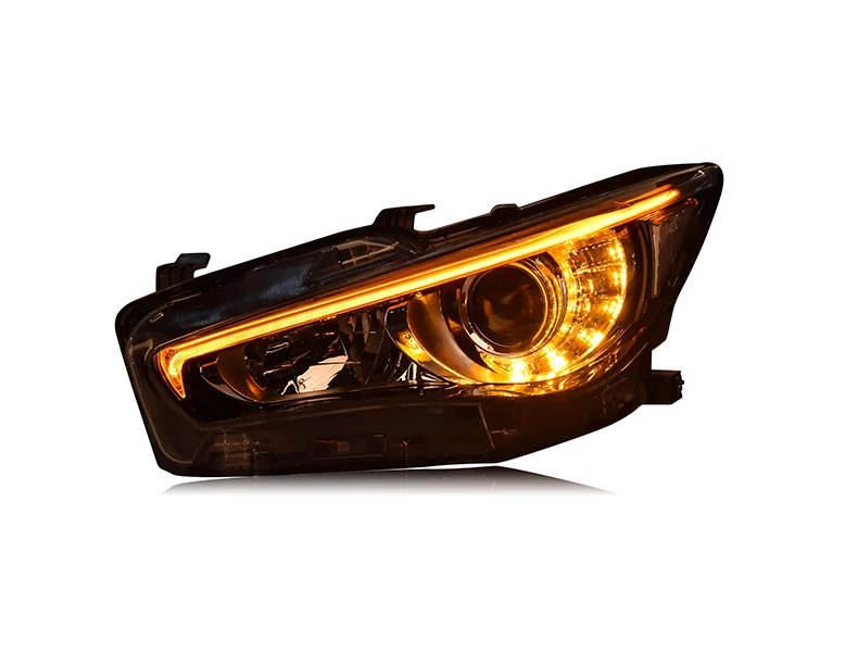 Стайлинга автомобилей налобный фонарь для Infiniti Q50L фары светодиодный DRL H7 D2H Hid вариант Ангел глаз линза противотуманная фара биксеноновые фары