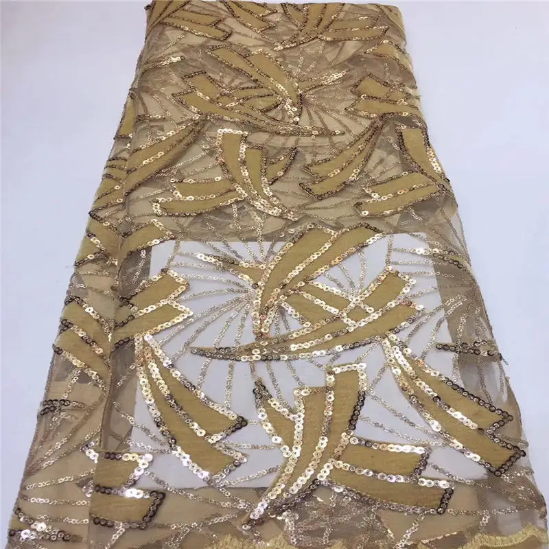 2019 high quality French sequence sequins net lace African velvet tulle mesh fabric for party dress 5yards/lot Red | Дом и сад