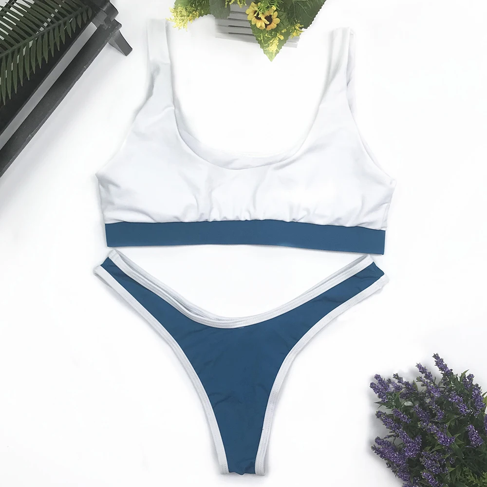 MysteryPark Women Bikini 2019 Triangle White Solid Color Sexy Two-piece Swimming Suit Low Waist 2018 mujer thong bikinis sets |