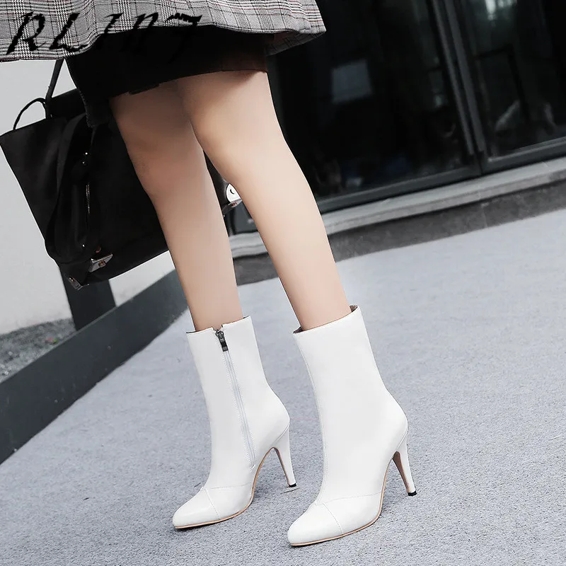 RLINF/2018 новые модные женские ботинки на высоком каблуке сезон осень-зима большие