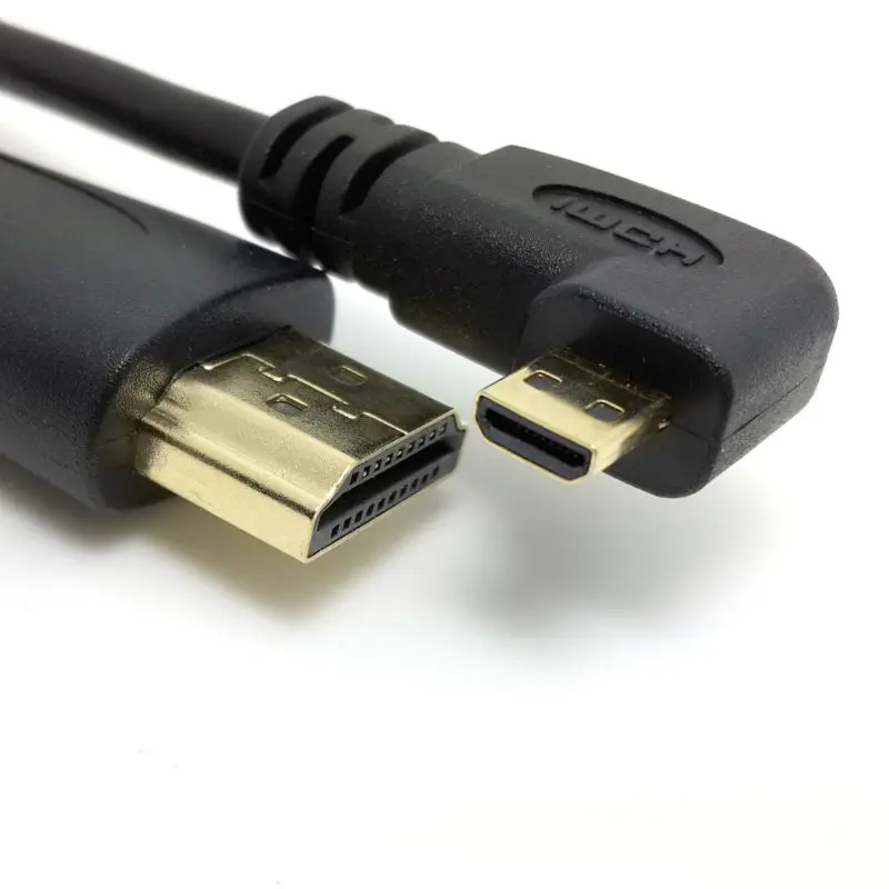 

90 degre Right elbow Micro Hdmi male To HDMI Cable Male Cable for Motorola HTC Mobile phone Tablet PC 50cm 1.5M/5FT