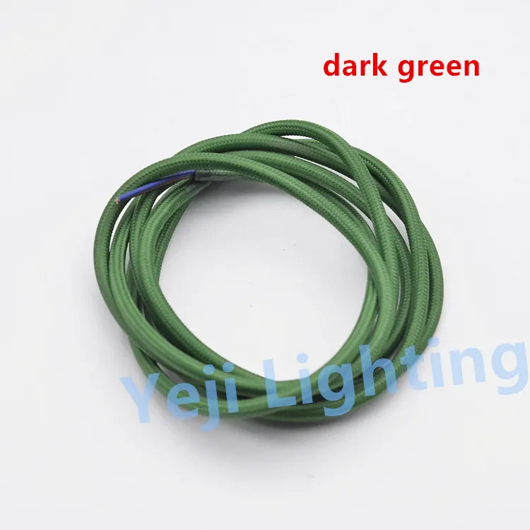 dark green Яркий кабель в оплетке Ретро подвесной провод двухъядерный Эдисон Ретро лампочки шнур 0,75 мм электрические провода потолок Роза навес - Цвет: dark green