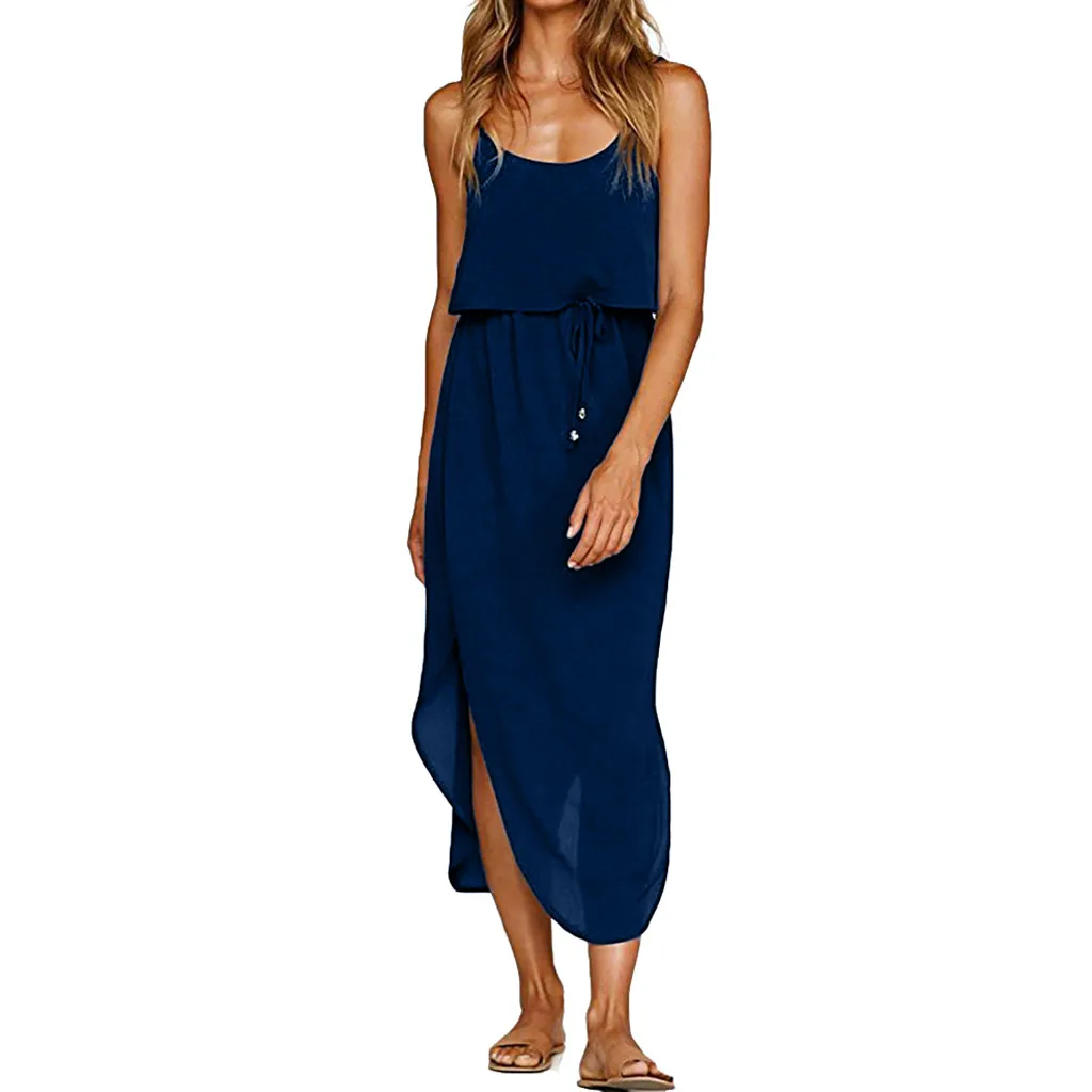 Женское платье с открытой спиной SAGACE повседневное однотонное на бретельках