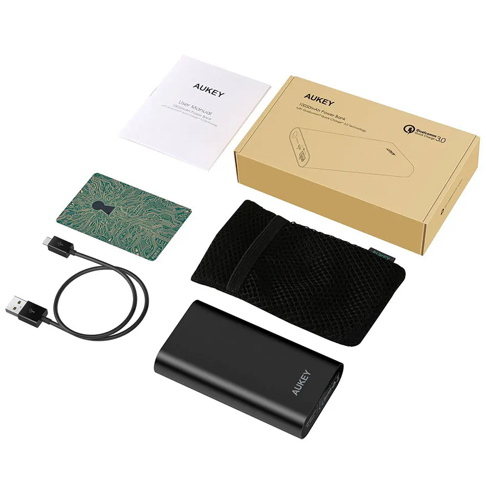 AUKEY Мощность Bank 10000 мАч Quick Charge 3 0 Портативный быстро Зарядное устройство банка для