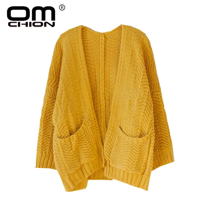 OMCHION Poleras Mujer2018 Autumn Pockets Knit Sweater Women Casual Loose Warm Korean Cardigan Jacket Winter Jumper LS66 |