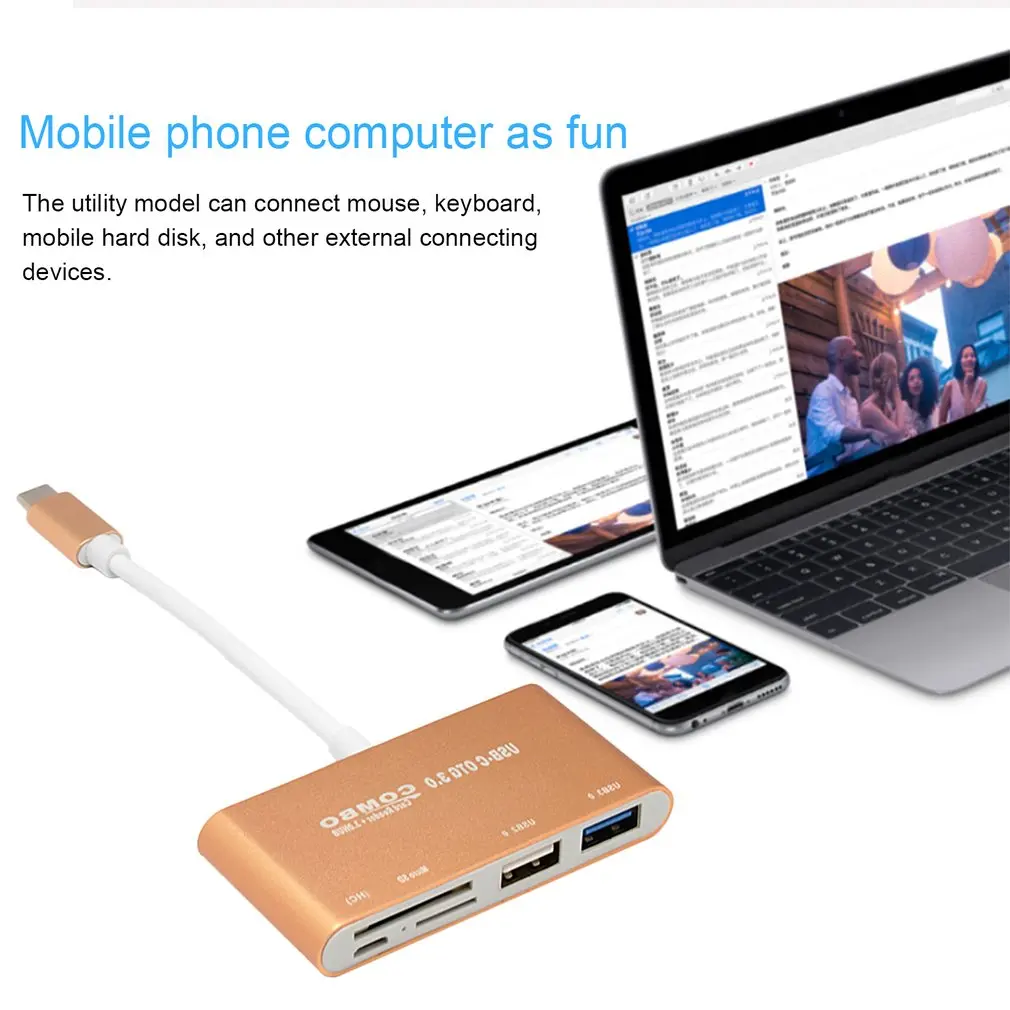 Тип C Интерфейс Поддержка USB3.0 концентратора безопасности цифровой памяти TF Card