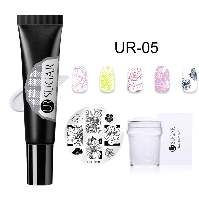 UR-05 set Ur Sugar 4 шт. Набор для штамповки ногтей Гель-лак чистый цвет печать масло длительное впитывание Гель-лак для пластина для стемпинга для нейл-арта - Цвет: UR-05 set