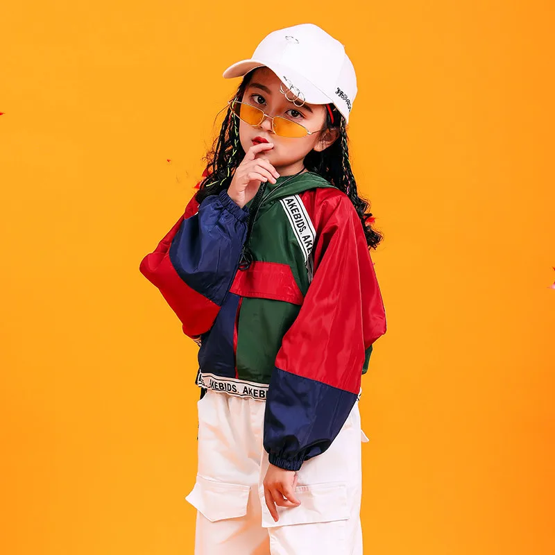 Top for girl Танцевальный Костюм для сцены в стиле джаз и хип-хоп, корейский стиль, одежда в стиле хип-хоп, детская одежда для уличных танцев, костюм для мальчиков и девочек - Цвет: Top for girl