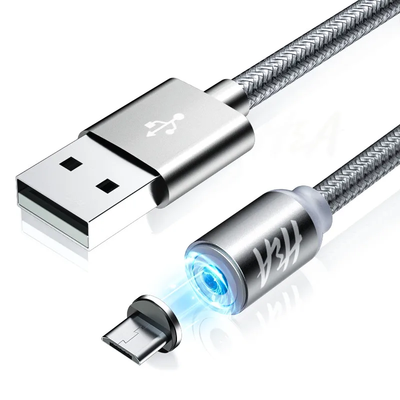 Магнитный кабель Micro usb type C адаптер для быстрой зарядки телефона Microusb type-C магнитное зарядное устройство usb c для iphone samsung xiaomi - Цвет: Silver 1m for Micro