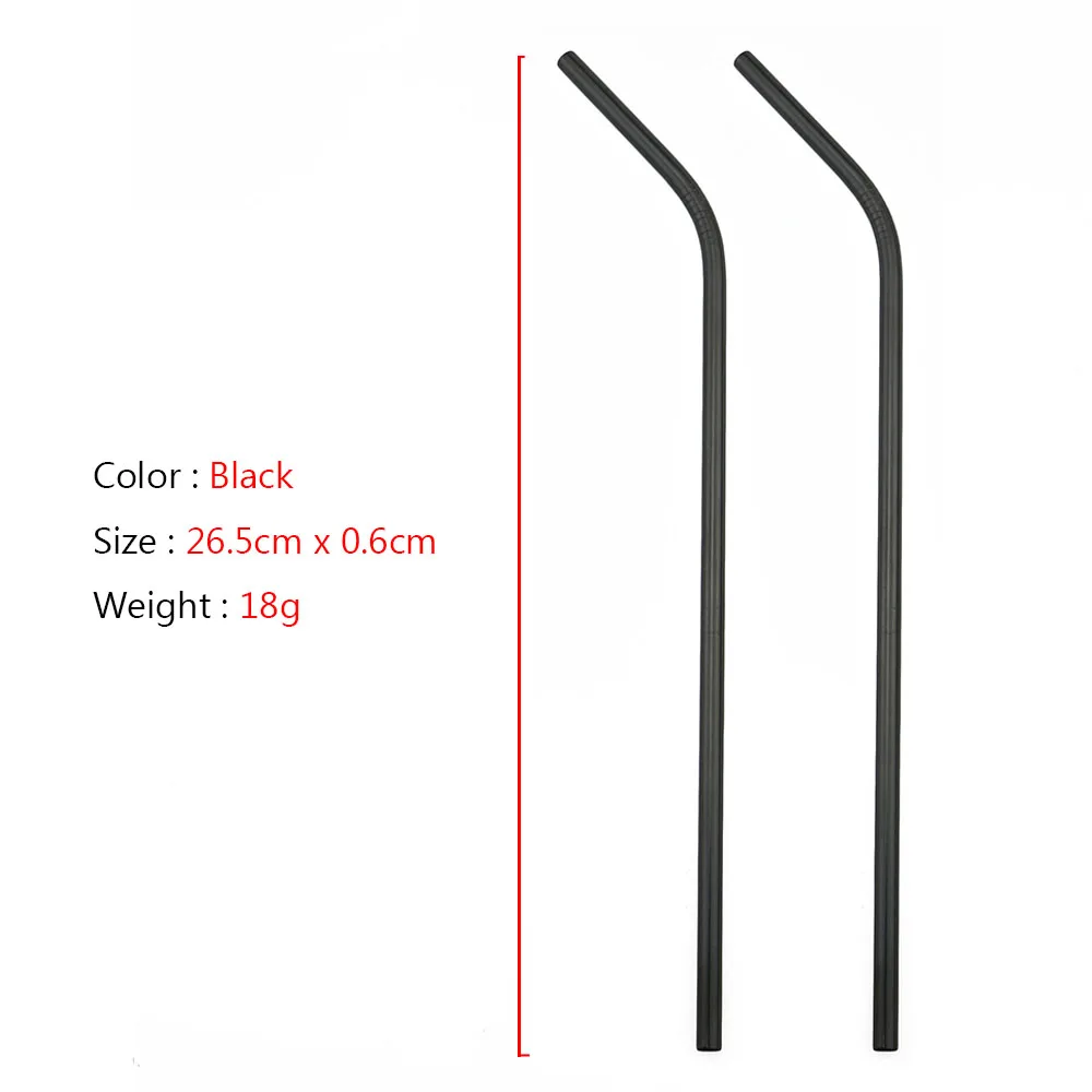 26.5cm Bend Back JANKNG 2-шт многоразовые металлические трубочки для питья 304 нержавеющая сталь крепкая гнущаяся Вертикальная соломинка для напитков для кружек с чистящей щеткой - Цвет: 26.5cm Bend Back