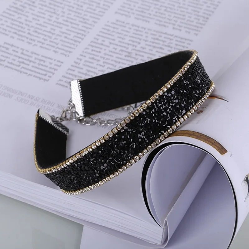 2017 черный кристалл роскошный воротник чокер ожерелье этническое винтажное