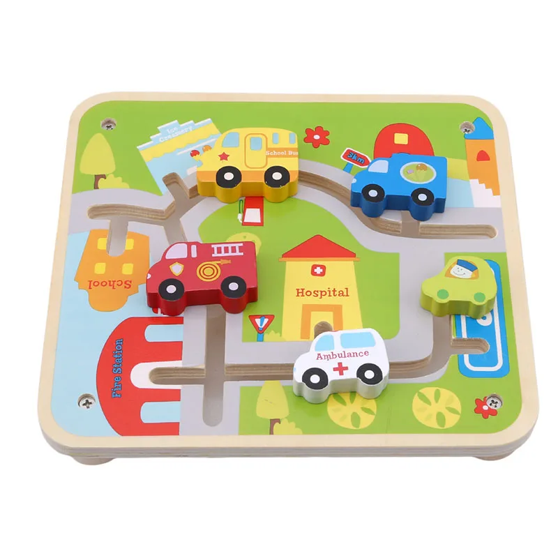 

Cars Building Blocks Wooden Track Cute Cartoon Building Block Early Education Baby Kids Learning Toys Childhood Educational Toys