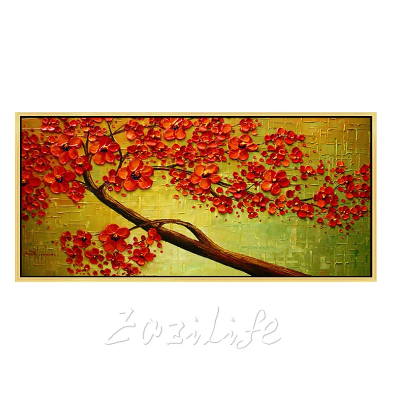 Картина на холсте ручная роспись палитра ножей 3D текстура цветы дерево настенные
