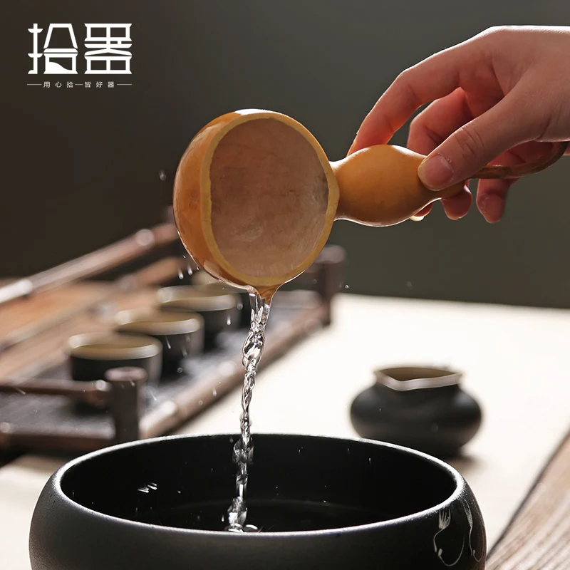 Креативные натуральные китайские ложки для чая Calabash совок маття чайный набор Kong
