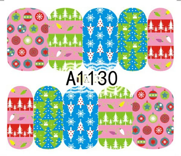 A1130 Сладкий тренд, 1 лист, Рождественская серия, переводные наклейки для ногтей, водяные наклейки, тату, полное покрытие, украшение для ногтей, LAA1129-1152 - Цвет: A1130