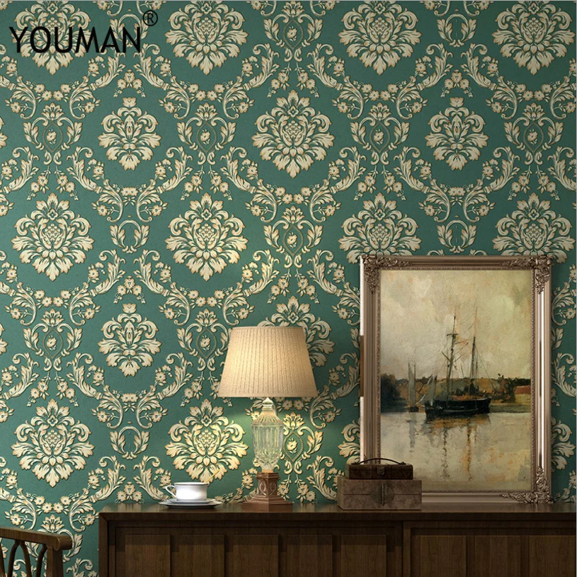 

European Luxury Non-woven Wallpaper Modern Damask Wallpaper For Living room Walls Bedroom Embossed Wall Papers Home Improvement
