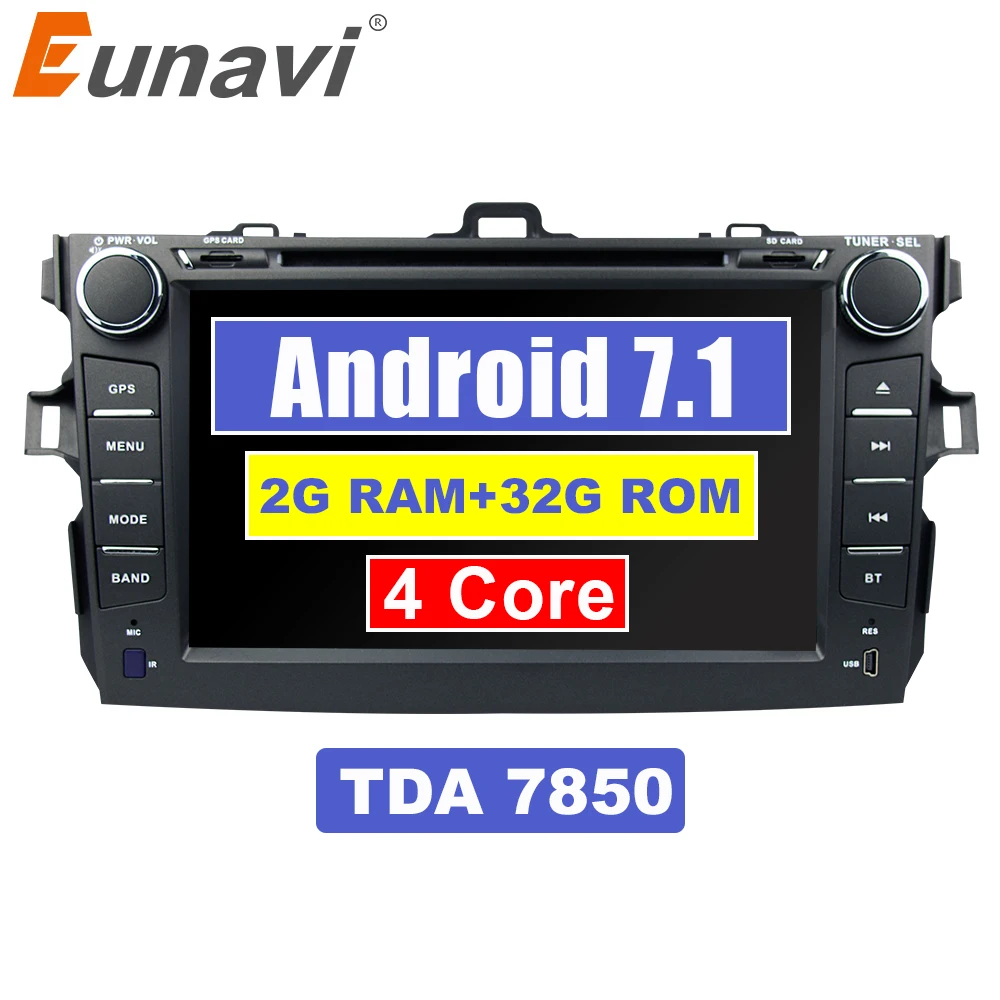 Eunavi четырехъядерный TDA 7850 2Din 8 &quotAndroid 7 1 автомобильный dvd-радиоплеер Стерео gps navi