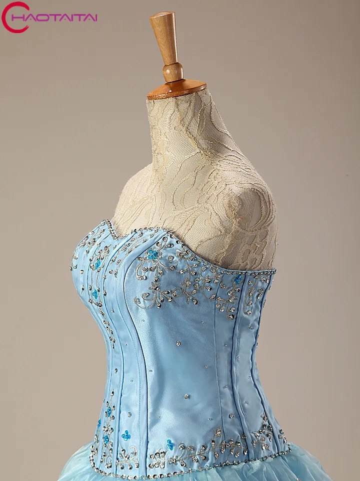 Винтаж Милая бальное платье Пышное Платье с Бисер органзы Сладкий 16 платья миди