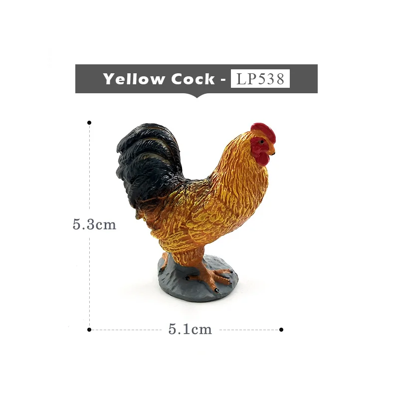 Yellow Cock Милый цыпленок утка гусь фигурка ферма игрушки пластиковые животные модель подарок для детей украшения дома аксессуары ПВХ ремесла статуя - Цвет: Yellow Cock