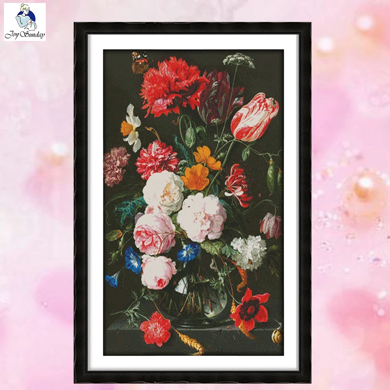 Вышивка крестиком JoySunday наборы для рукоделия цветы цветочная ваза пион 14CT 11CT