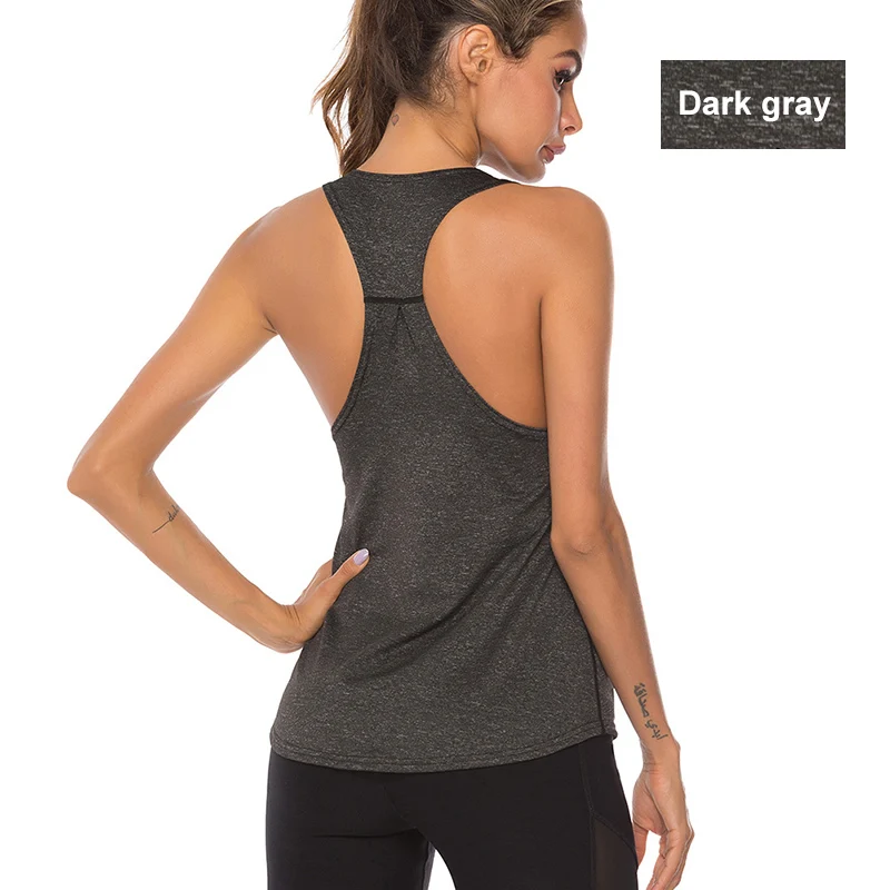 Gray S-XL Sleeveless Yoga Shirts Racerback Yoga Vest Sport Singlet Women Athletic Fitness Sport Tank Tops Gym Running Training Shirt - Цвет: Gray
