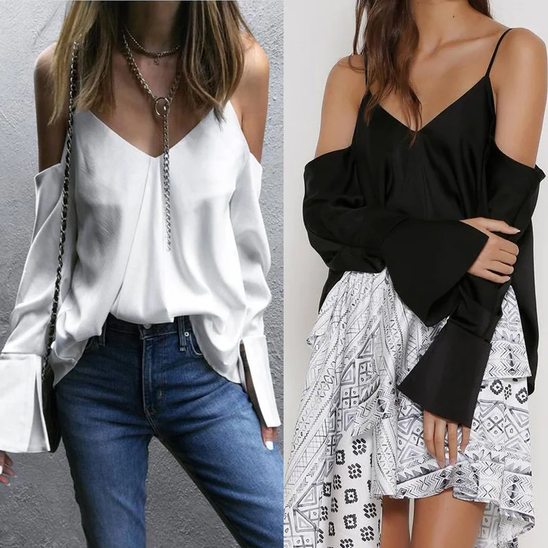 Fashion Ladies Casual Sexy Tops Women Summer Loose Top Long Sleeve Girls New Stylish Hot Blouse |