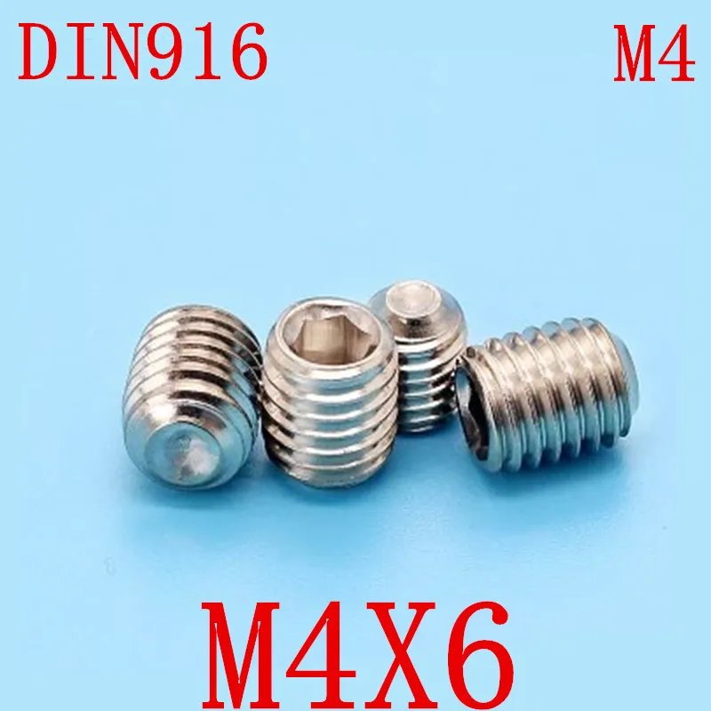 

1000pc/set DIN916 m4*6 m4x6 4mm Stainless Steel Metric Thread Grub Screws Cup Point Hexagon Socket Set Screws Headless