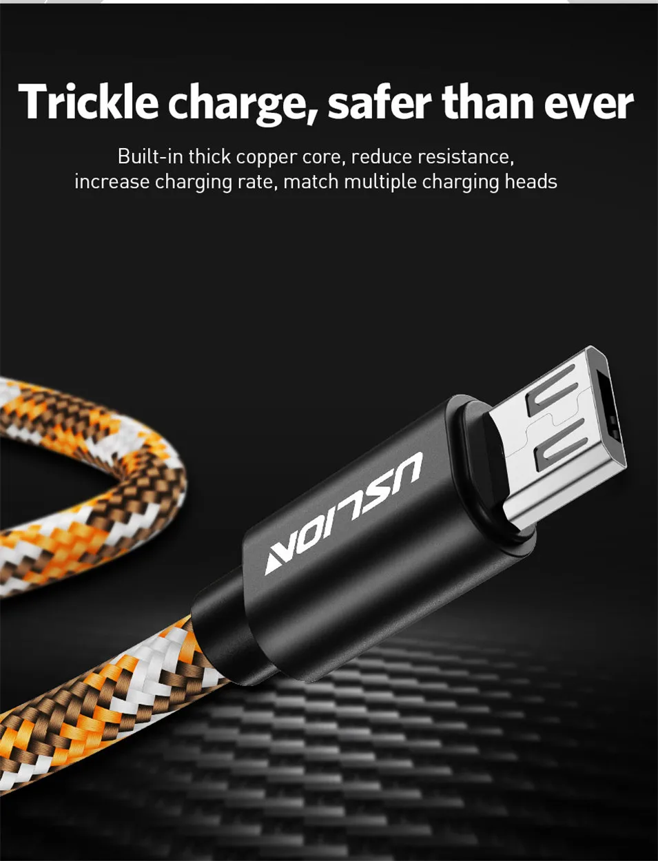 USLION Micro USB кабель для samsung Xiaomi LG huawei Andriod Microusb камуфляж кабели синхронизации данных зарядный кабель