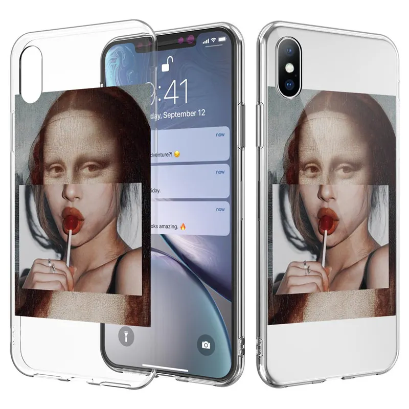 

Ottwn Funny Art Paintings Phone Case For iPhone 11 X 7 8 6 6S Plus XR XS 11 Pro Max 5 5s SE Abstract Letter Clear Soft TPU Cover