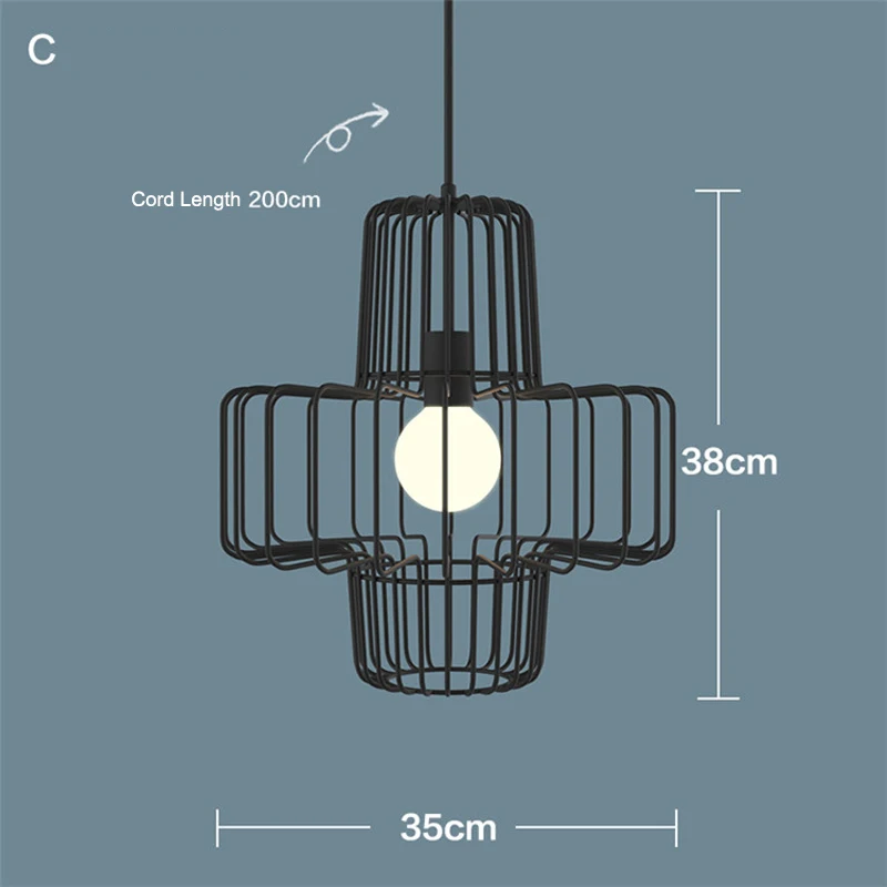 Винтажная промышленная Подвесная лампа сделай сам черная металлическая клетка