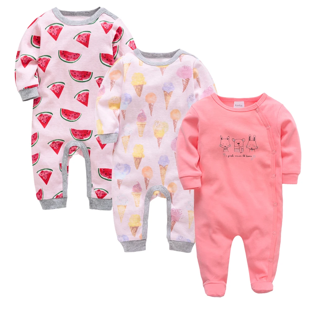 

2020 2 3 Pcs/lot Baby Girls Boys Clothes Autumn Spring Long Sleeve Cotton Romper Cartoon Printed Newborn 0-3 months Baby Pajamas