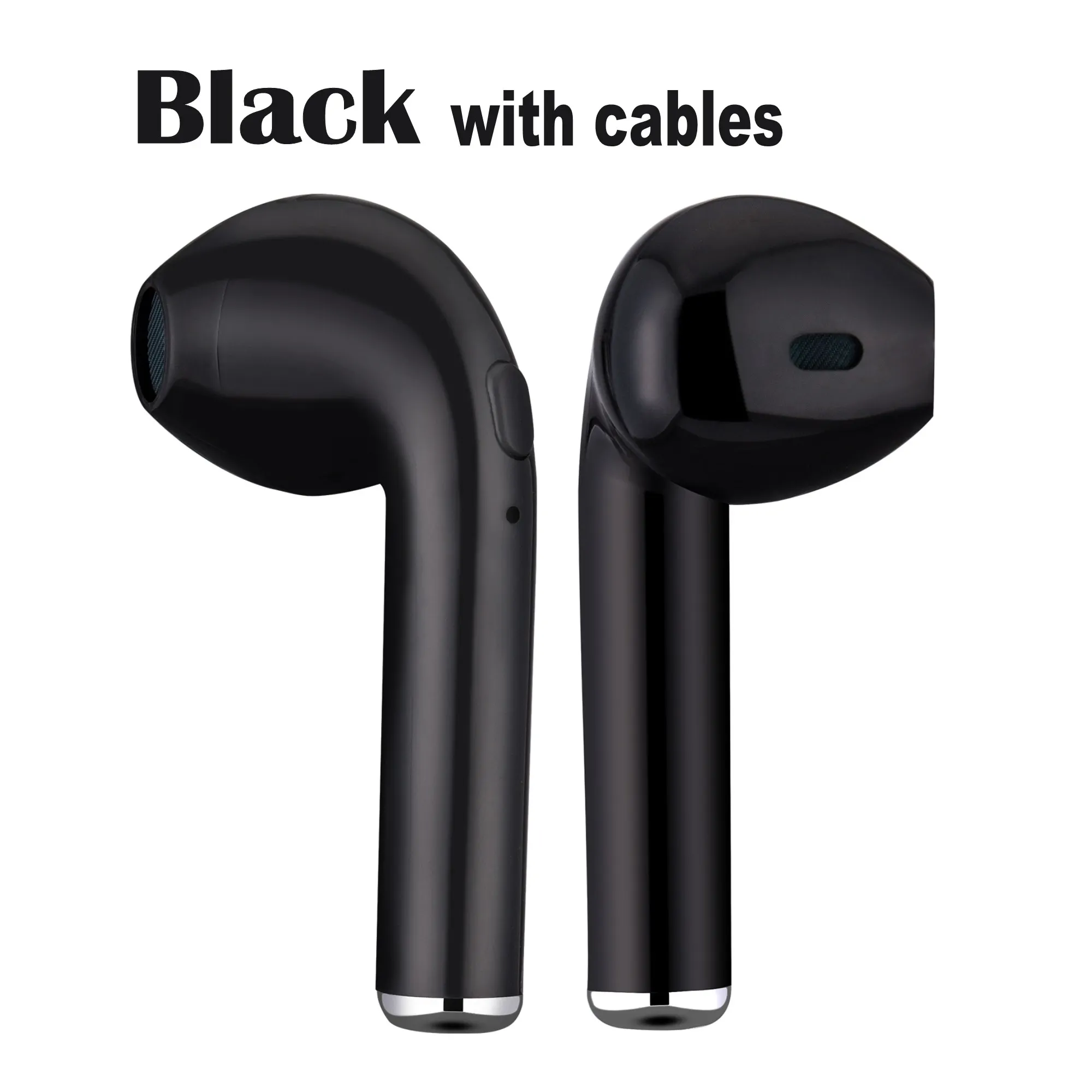 Black with cables I7 i7s tws Bluetooth наушники беспроводные наушники гарнитуры стерео с зарядной коробкой для iphone6 7 8 X XS XR xiaomi huawei телефонов - Цвет: Black with cables