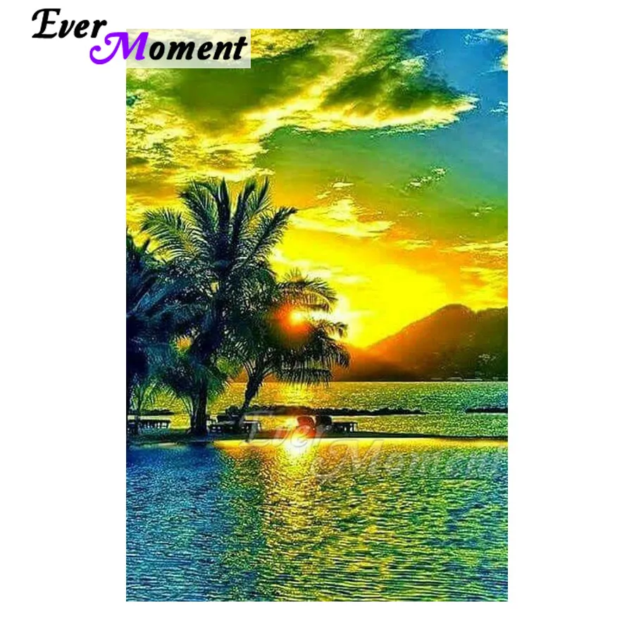 Картина с кристаллами Ever Moment ручная работа морская Кокосовая пальма стразы