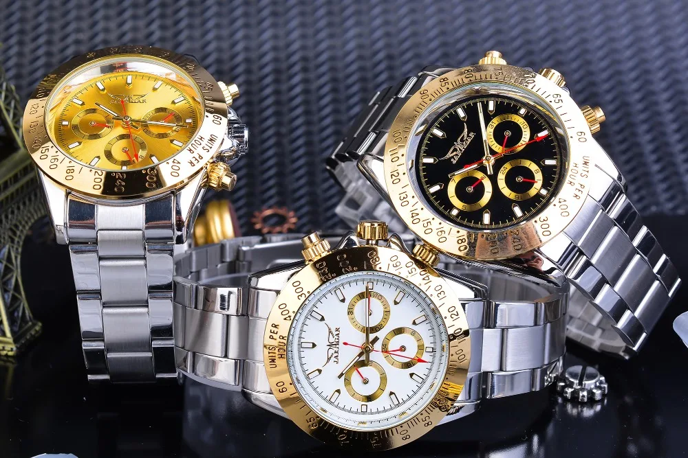 Jaragar Montre Homme мужские часы автоматические Модные золотые из нержавеющей стали спортивные механические наручные часы Relogio
