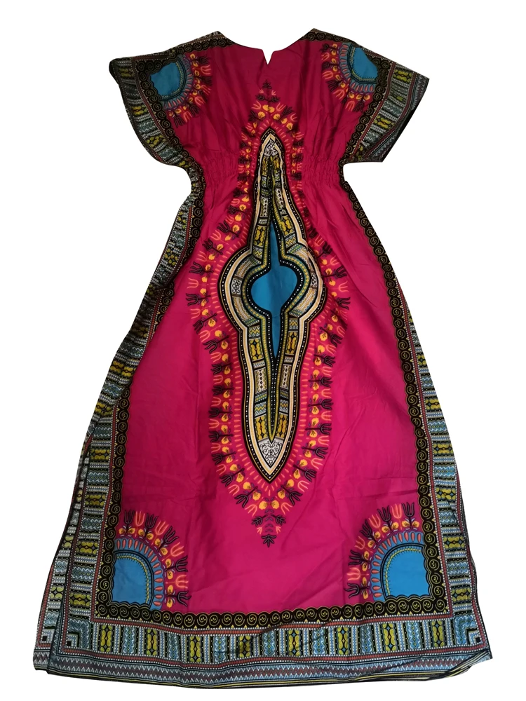 Фуксия Dashikiage хлопок Африканский мода родной Анкара женское платье - Цвет: Фуксия